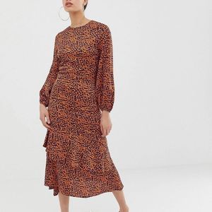 Orange and Blue Midi Dress